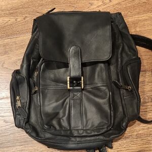 Classic Black Leather Backpack. Never Been Used.